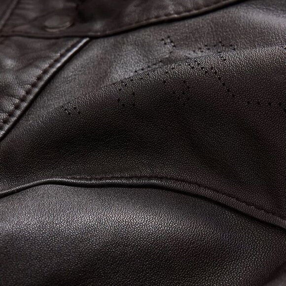 John Varvatos Men's Samuel Western Pearl Snap Leather Shirt Jacket Earth Brown - Picture 5 of 8